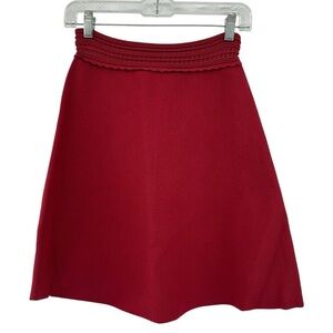 NEW Sandro Paris Ruby Red Knit Skater Skirt A Line Fit n Flare Holiday $190